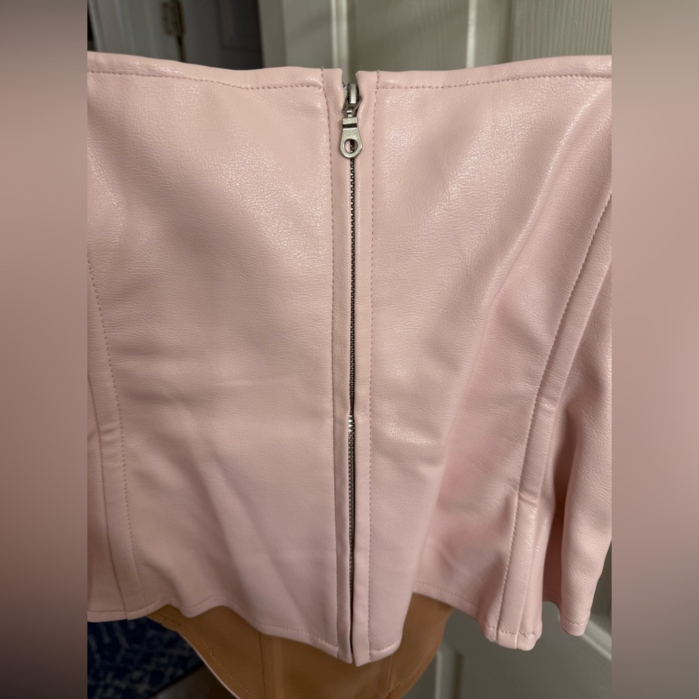 Miaou Aphex Corset Faux Leather Top in Rose Pink - Picture 5 of 11
